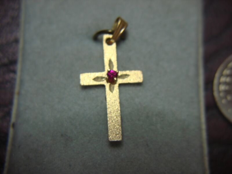 Vintage 14K Yellow Gold July Ruby Birthstone Pendant (N.O.S.)