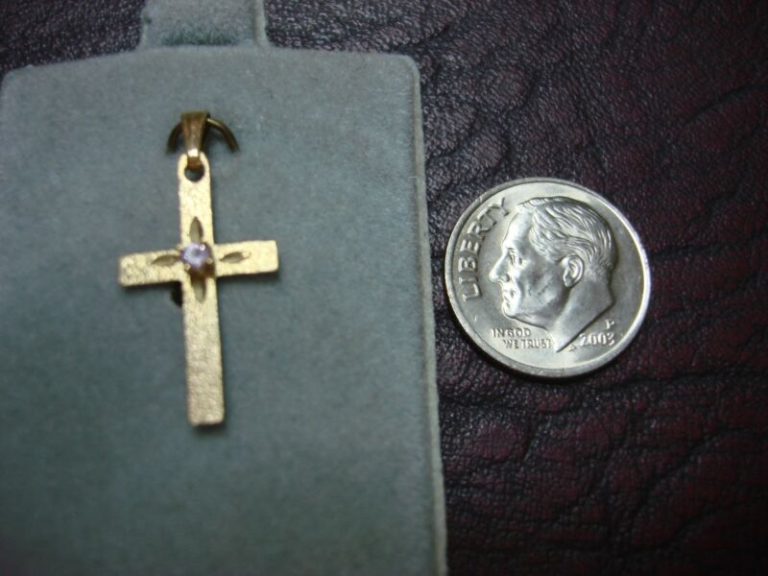 Vintage 14K gold tourmaline cross pendant, October birthstone, N.O.S.