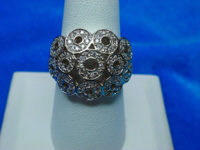 Sterling silver ring with clear stones, size 9