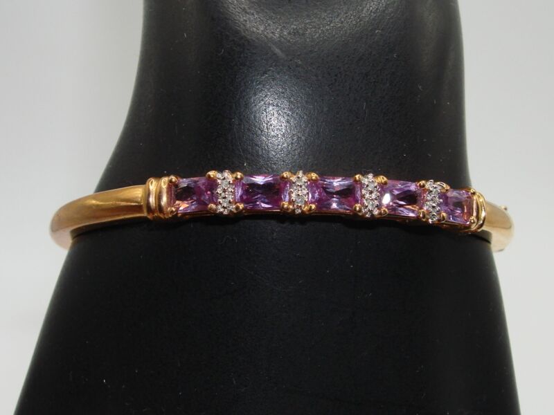 Vermeil sterling bangle bracelet with 3+ carat topaz and diamond accents