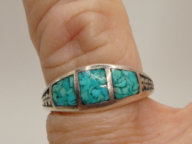 Genuine Sterling Silver Turquoise Inlay Ring