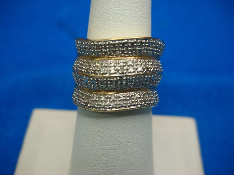 Pre-Owned Sterling Silver Ring with Diamond Accents - Size 6 3/4