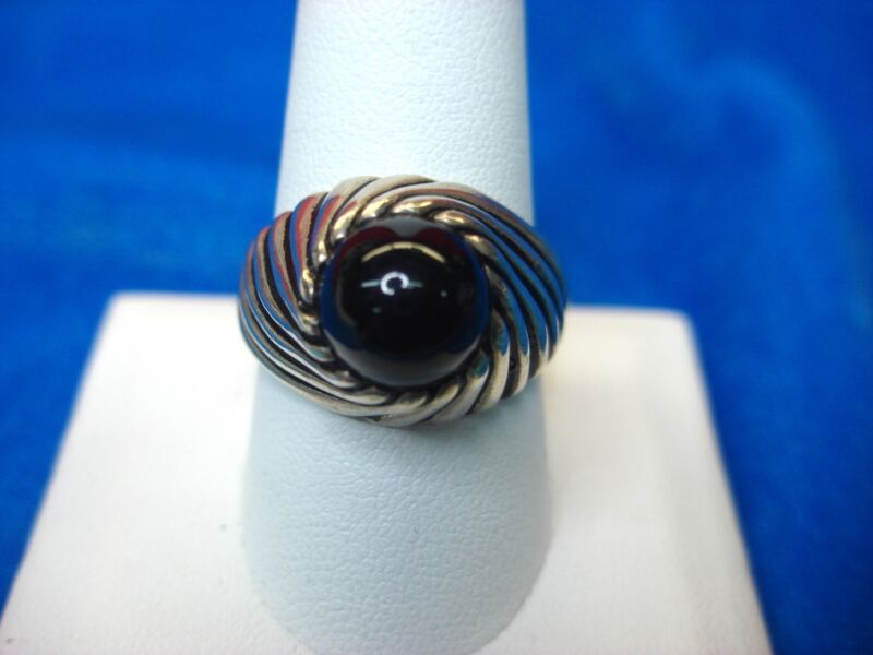Vintage Sarah Coventry sterling silver ring with a black stone, size 10