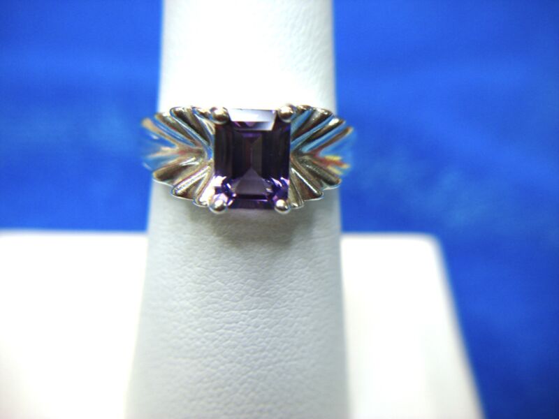 Elegant Sterling Silver Purple Stone Ring, Size 6 3/4