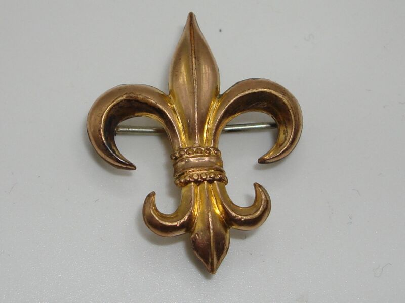Antique gold filled fleur-de-lis watch pin, estate find