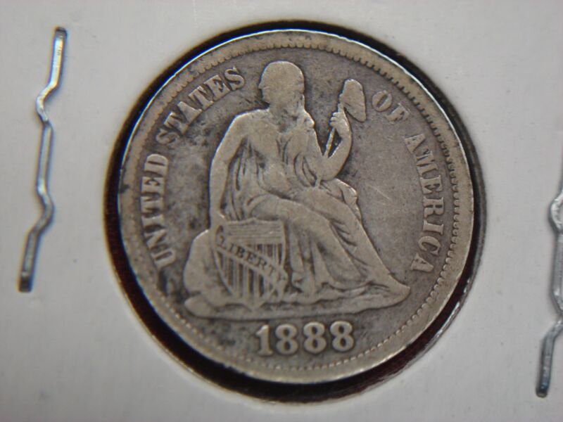 1888 Seated Dime Var 4 - Fine Circulated
