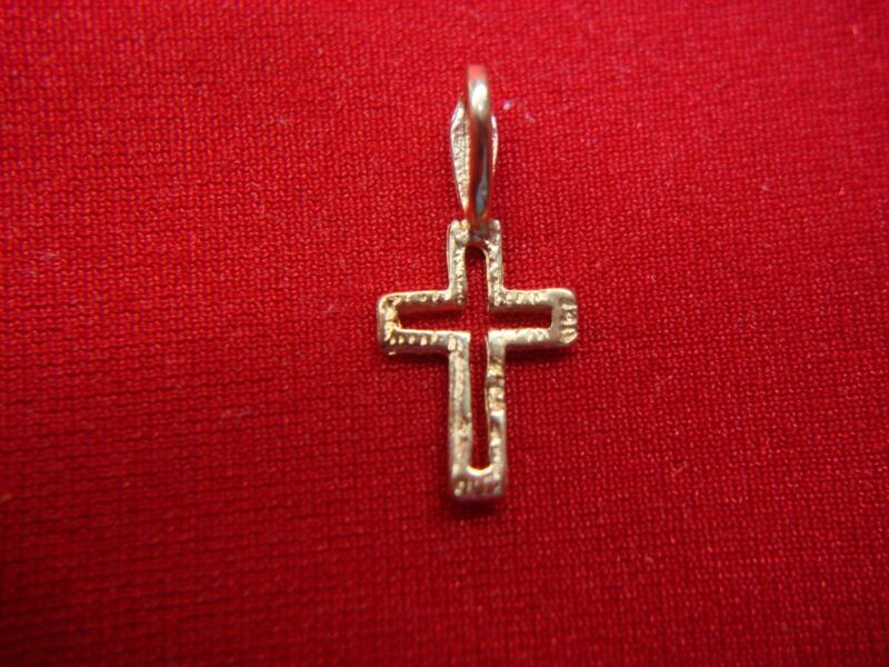 14K Yellow Gold Cross Pendant with Diamond Cut Accents
