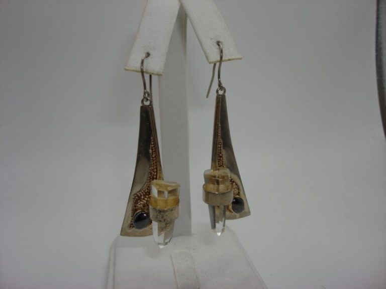 Artisan Sterling Silver Hematite & Quartz Earrings