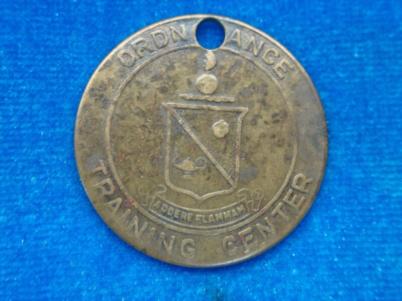 Vintage US Army Ordnance Training Center Copper Keychain