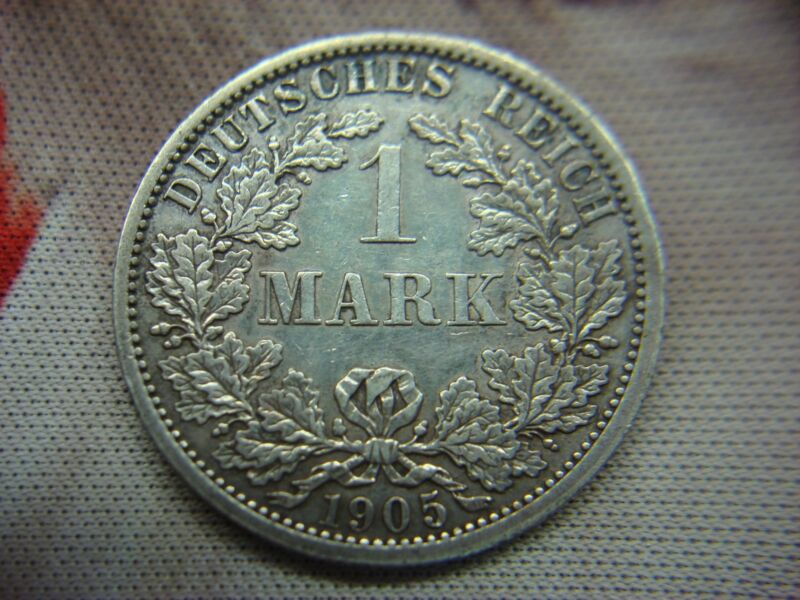 1905 Germany 1 Mark Silver Coin - Circulated .900 Fine, Berlin Mint
