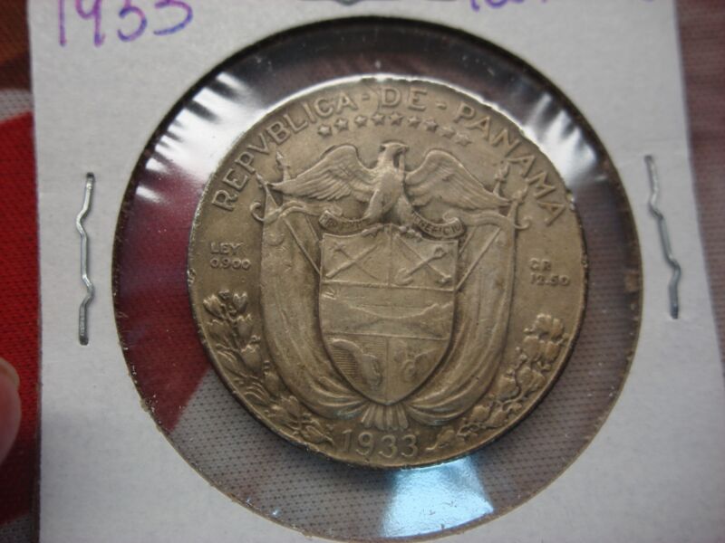1933 Panama 1/2 Balboa Silver Coin (.900 Fine)