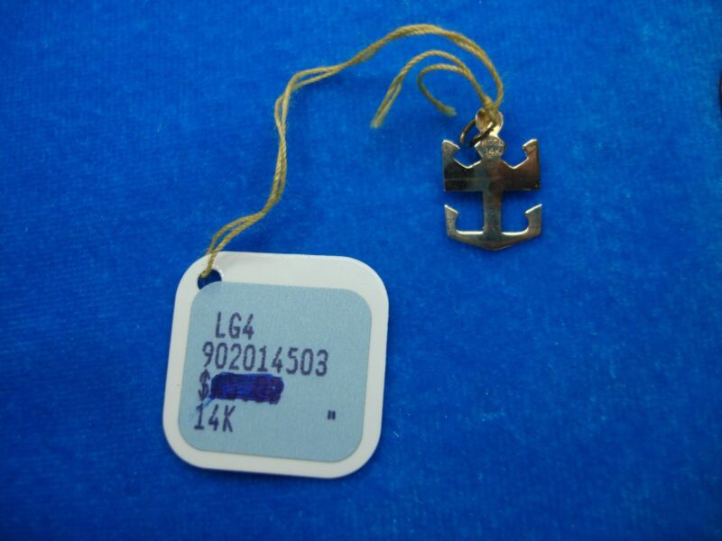 14K Yellow Gold Caribbean Cruise Line Diamond Anchor Charm