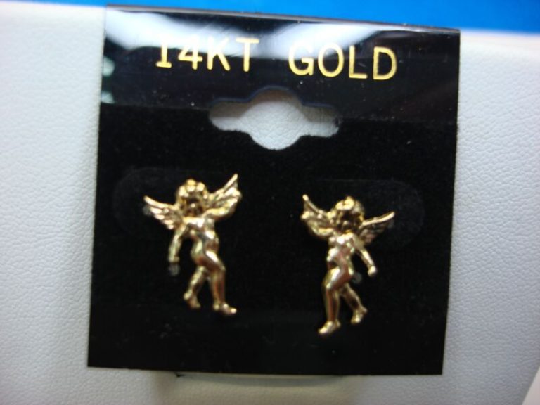 14K yellow gold cherub stud earrings