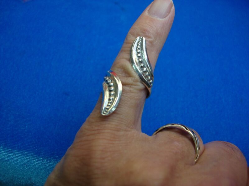 Vintage Celleni sterling silver adjustable bypass ring, size 8+