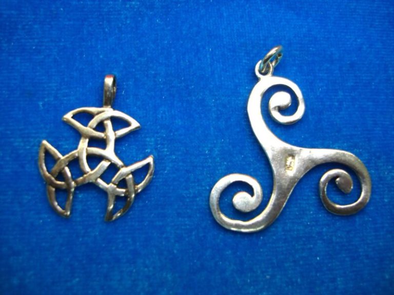 Pair of vintage sterling silver Celtic pendants, artisan crafted