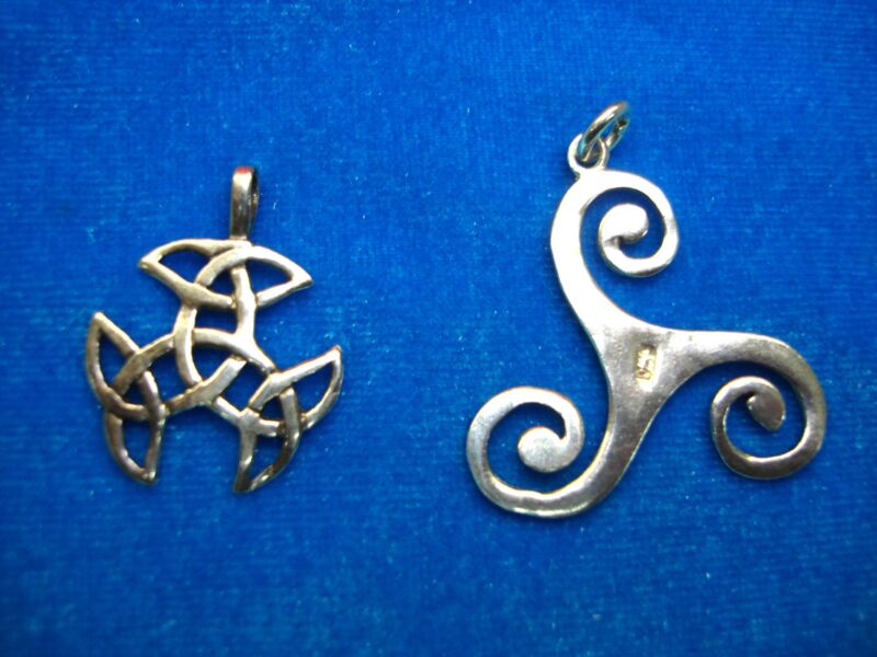 Pair of vintage sterling silver Celtic pendants, artisan crafted