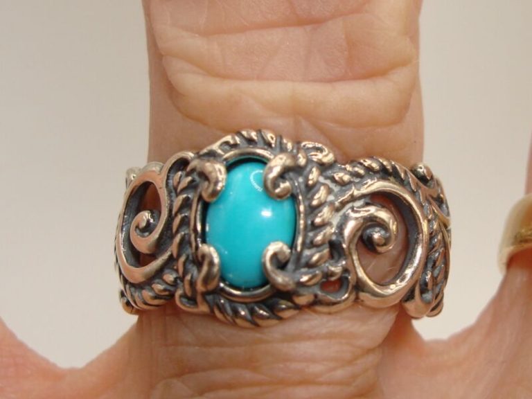 Carolyn Rios Pollack Filigree Sterling Silver Turquoise Ring (Size 8) - Pre-Owned Near Mint