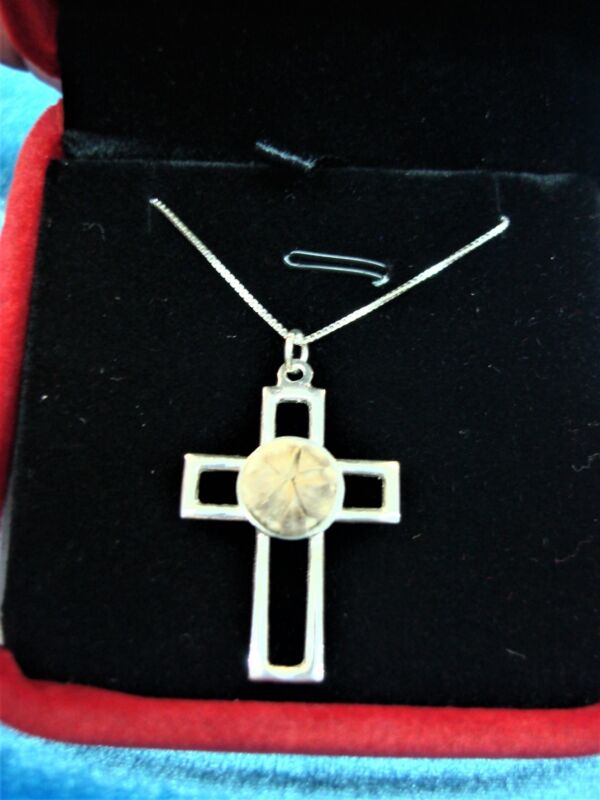 Sterling Silver Blessing Flower Cross Pendant Necklace