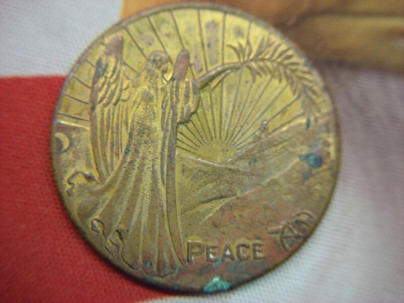 1918 WWI Peace Medal - Rare No-Loop Brass Estate Find