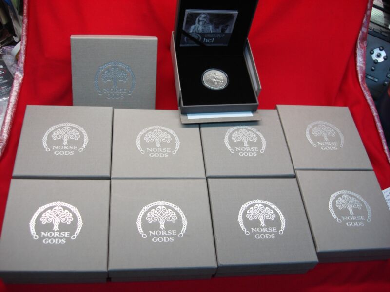 Rare Norse Gods silver coin set (9 coins, 2 oz .999 fine silver) - Cook Islands - antique finish