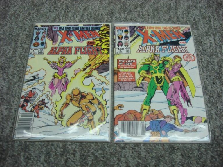 X-Men & Alpha Flight #1 & #2 comic book covers, bagged and boarded