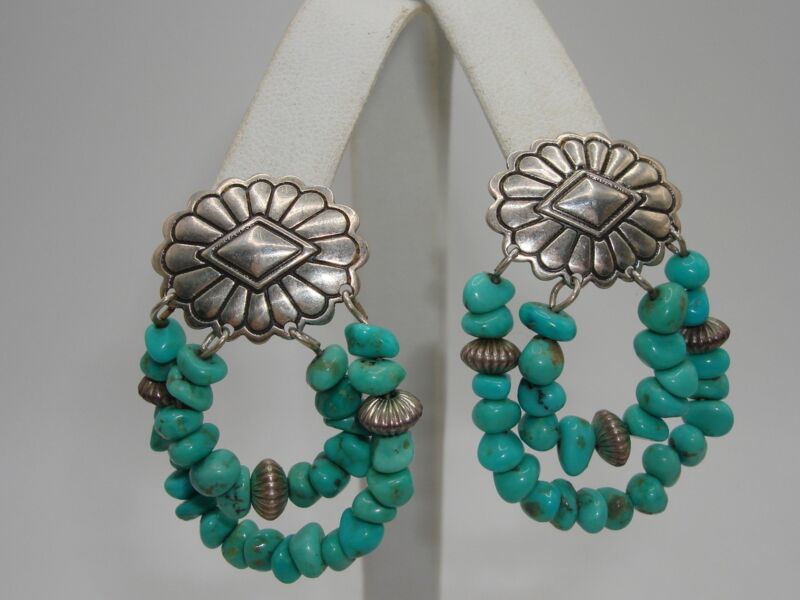 Vintage Carolyn Relios Pollack sterling silver turquoise earrings