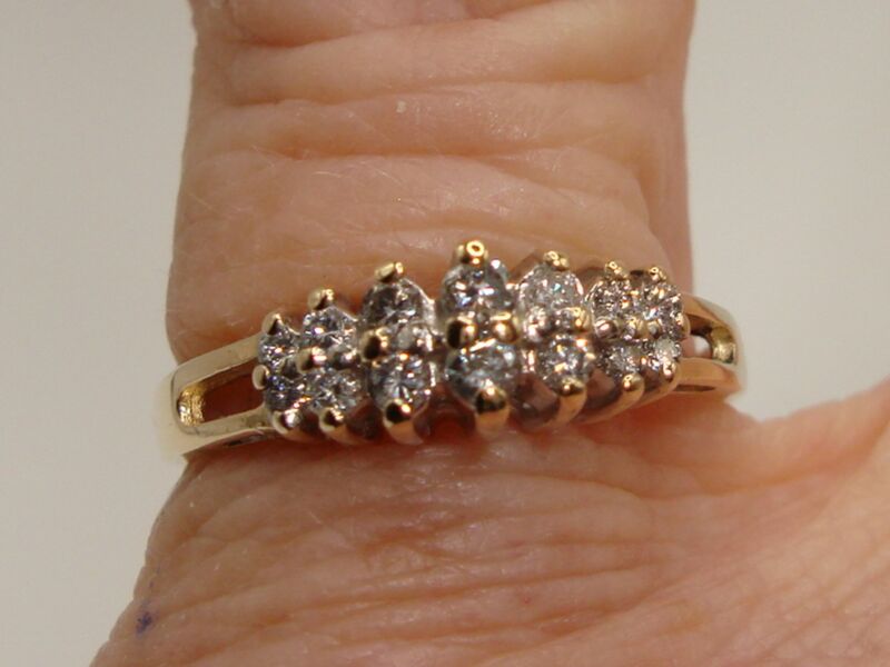 14K Gold Diamond Ring Waterfall Design