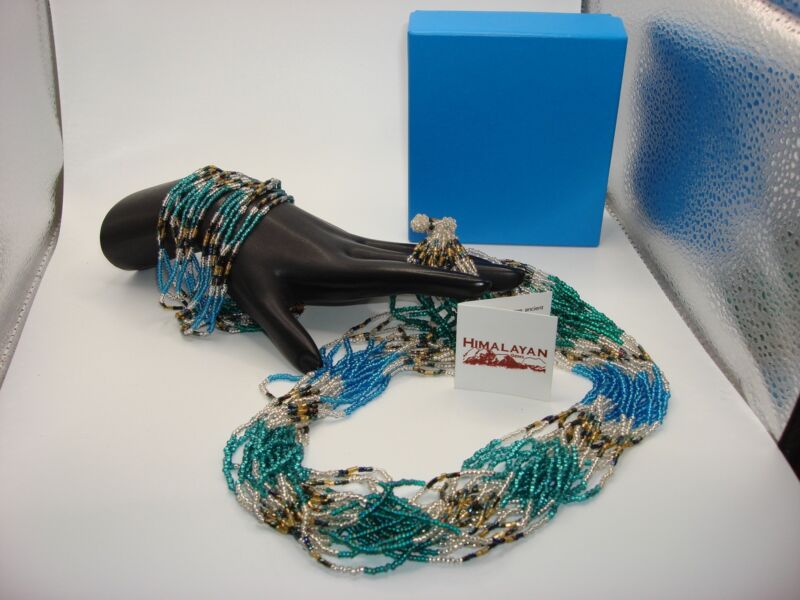 Andrew Stone Nepali Himalayan Bead Necklace & Bracelet Set in original box