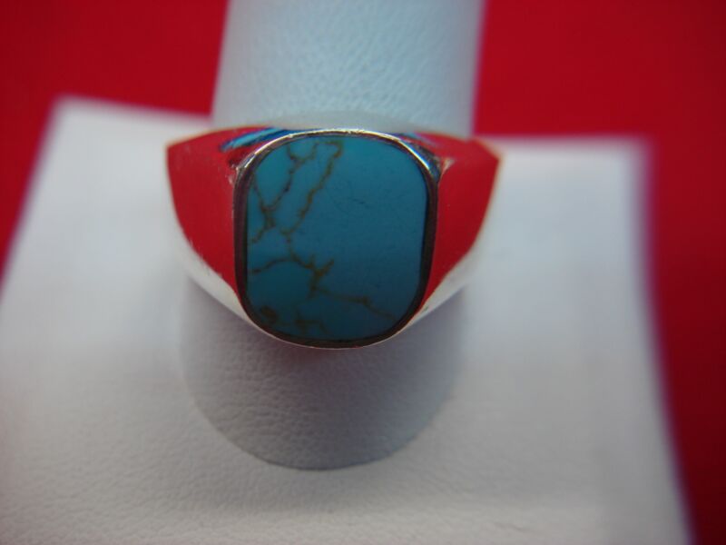Sterling silver turquoise ring for men, size 12.5