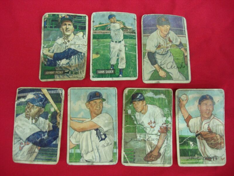 Vintage Hank Sauer Bowman baseball cards from 1951 and 1952