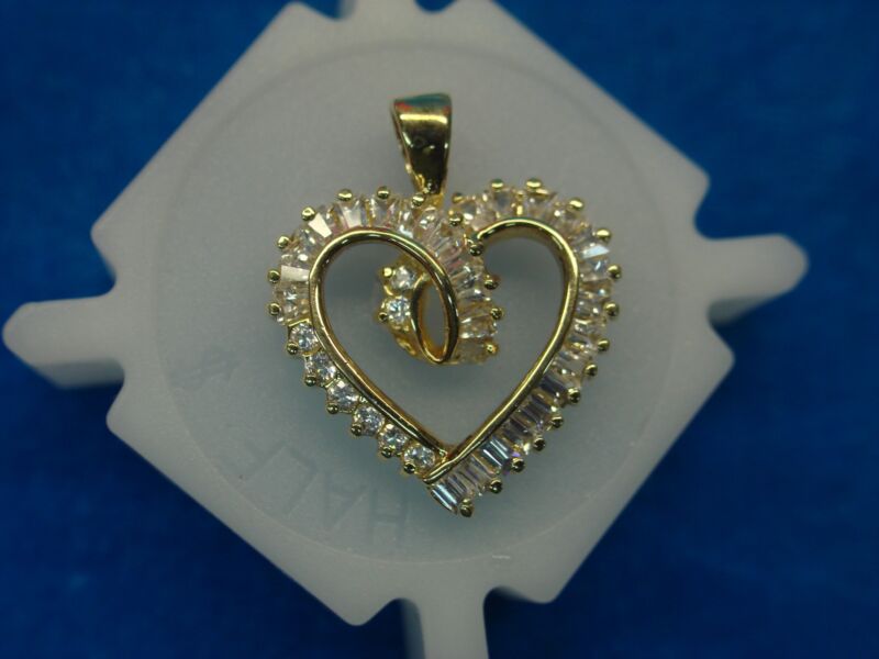 Sterling Silver & Gold Vermeil Heart Pendant with Sparkling CZs