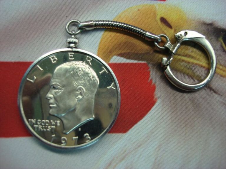 1973-S Proof Eisenhower Dollar Keychain - Excellent Condition