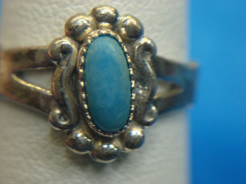 Vintage Sterling Silver Turquoise Ring by BELL TRADING CO. - Smaller Size