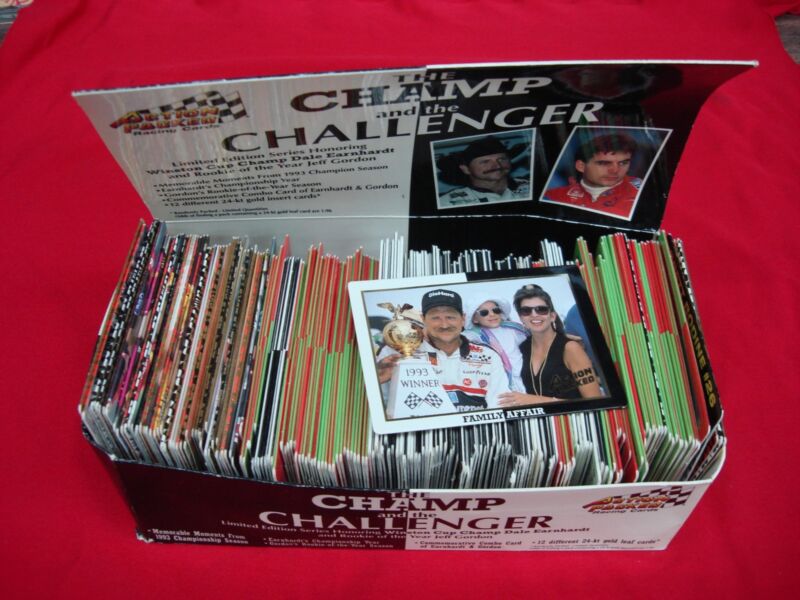 Vintage 1994 Action Packed NASCAR card set featuring Dale Earnhardt and Jeff Gordon, opened box