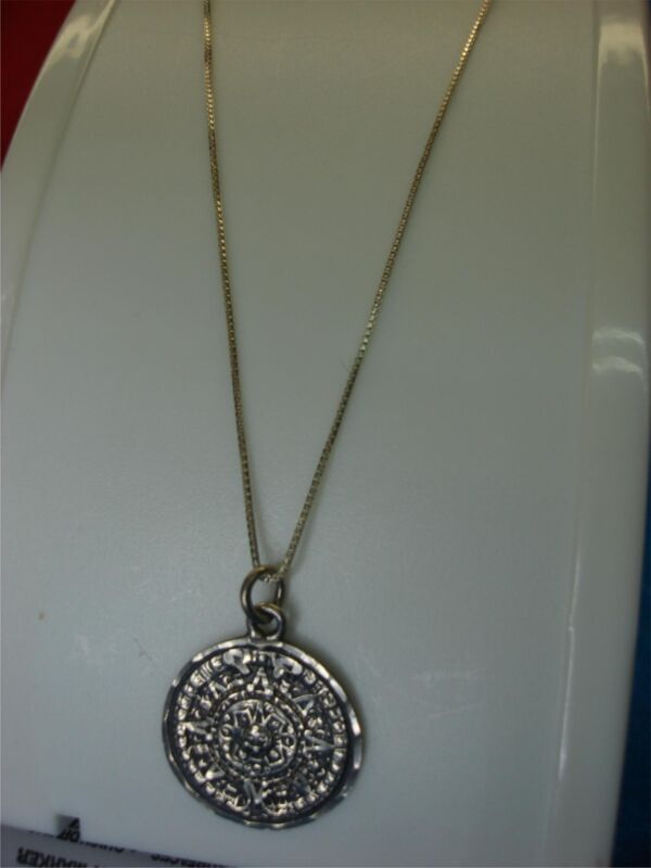 Authentic Mexican Sterling Silver Mayan Calendar Pendant Necklace