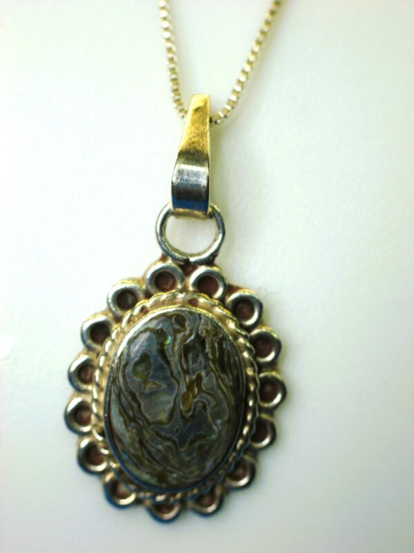 Iridescent Abalone Sterling Silver Pendant Necklace