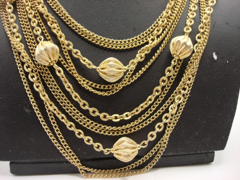 Vintage Lisner gold-tone multi-strand choker necklace