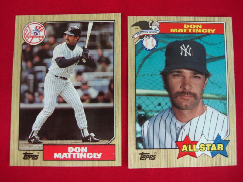 Don Mattingly 1987 Topps Tiffany Glossy baseball cards #500 and #606