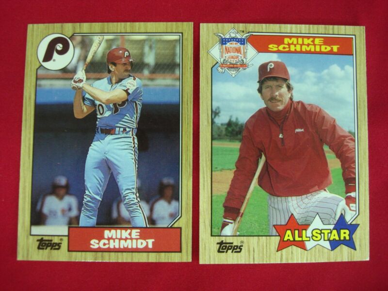 1987 Topps Tiffany Glossy Mike Schmidt Phillies baseball cards #430 and #597