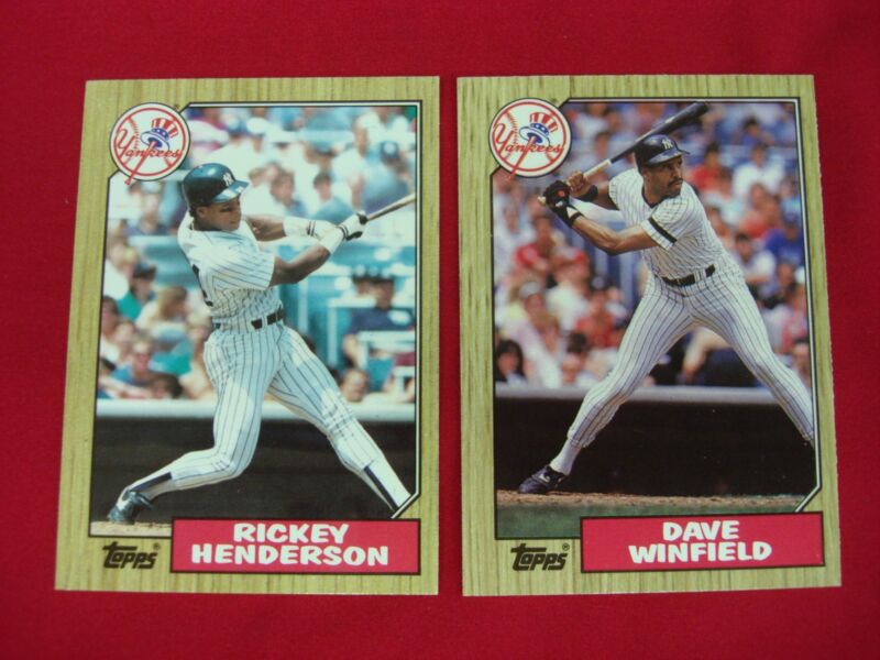 Vintage 1987 Topps Tiffany Glossy Rickey Henderson and Dave Winfield Yankees Baseball Cards (Lot of 2)