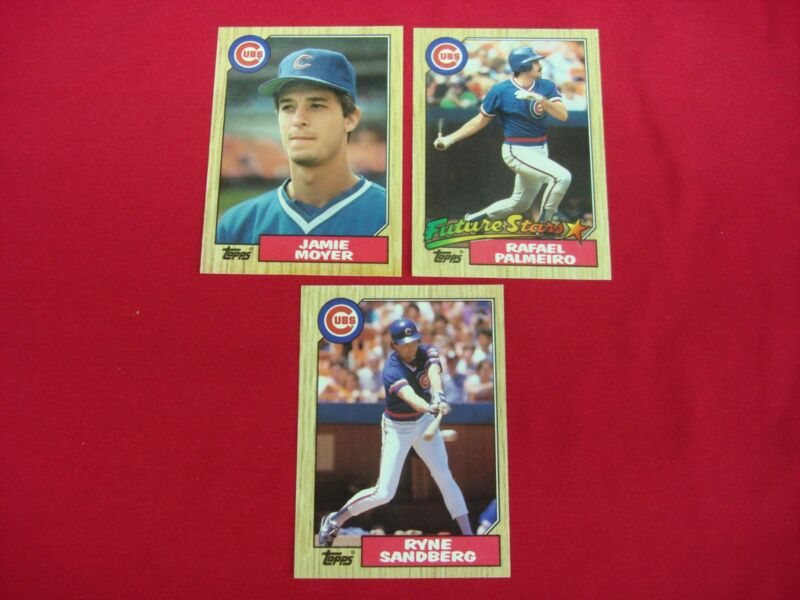 Vintage 1987 Topps Tiffany Glossy Cubs Baseball Card Lot - Moyer, Palmeiro Rookie & Sandberg