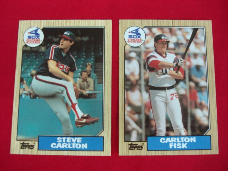 1987 Topps Tiffany Glossy Baseball Cards of Steve Carlton (#718) and Carlton Fisk (#756)