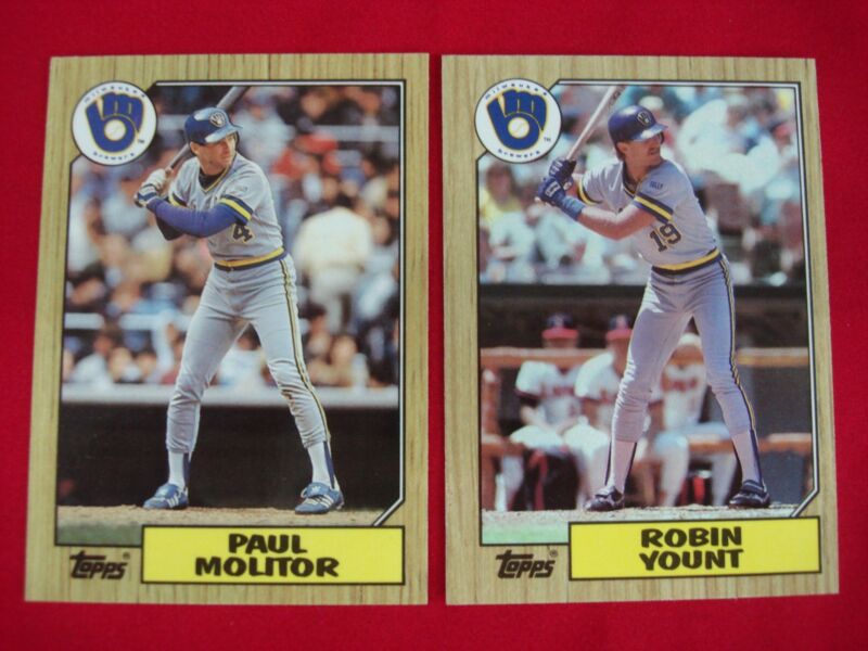 1987 Topps Tiffany Glossy Baseball Cards of Paul Molitor (#741) and Robin Yount (#773)