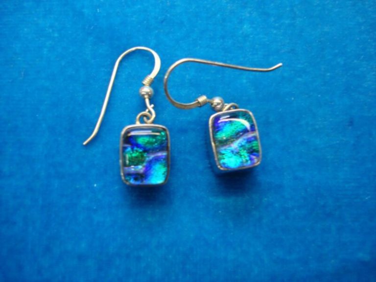 Sterling silver blue opal dangle earrings