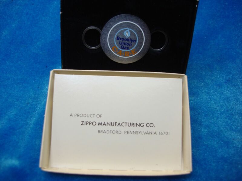 Vintage Zippo Brooklyn Union Gas C.A.R.E. Key Ring - New in Box