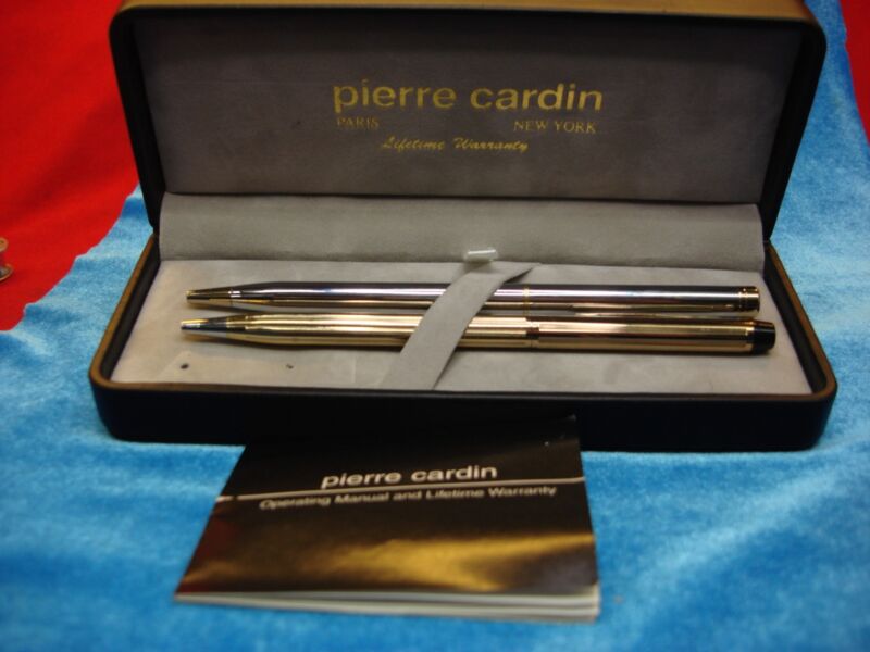 Vintage Pierre Cardin ballpoint pen set in silver and gold tones