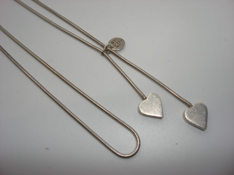 Vintage 1960s Jondell Mexico Sterling Silver Heart Slide Necklace