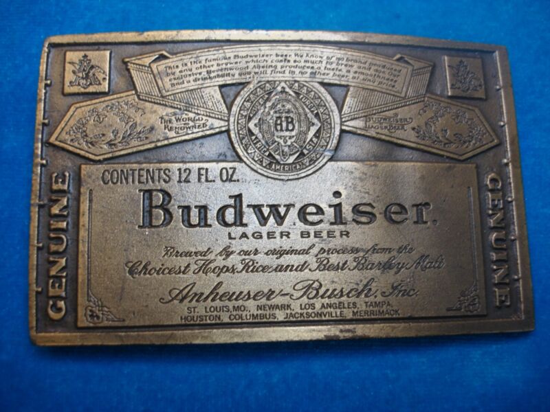 Vintage Budweiser Lager Beer Buckle - Authentic Reproduction