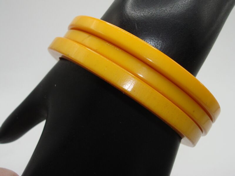 Set of three vintage butterscotch bakelite bangle bracelets