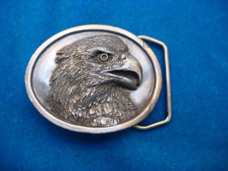 Vintage 1984 Bergamot Brass Works pewter eagle buckle, western style, small size